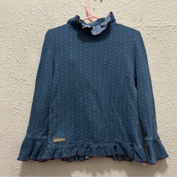 Matilda Jane Paint by Numbers Navy Polka Dot Ruffled Cardigan Size 4 - Picture 4 of 4